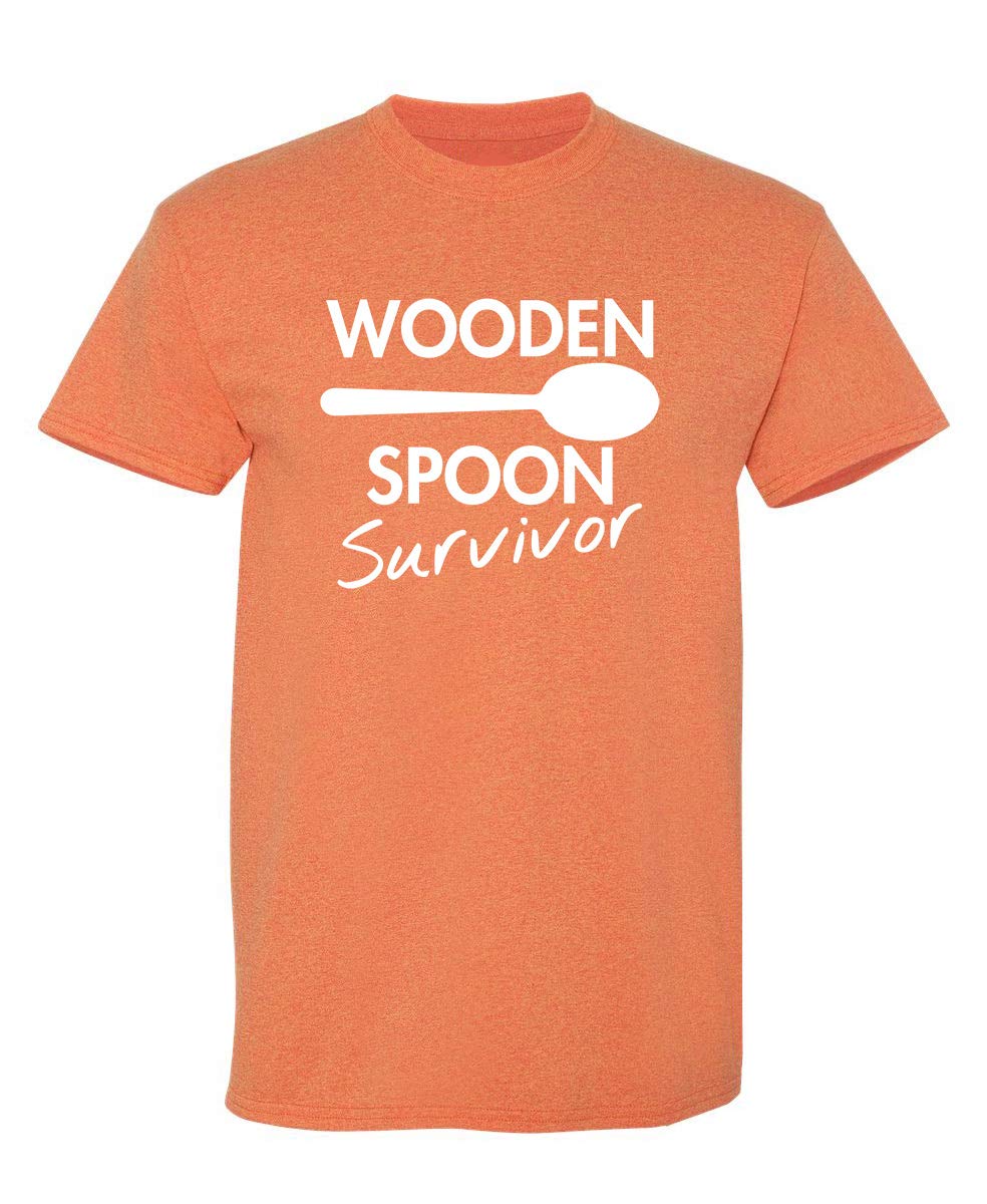 Wooden Spoon Survivor Funny Humor Tee | Mens T-Shirts Casual Style | Bold Mens Graphic Novelty Sarcastic T-Shirts