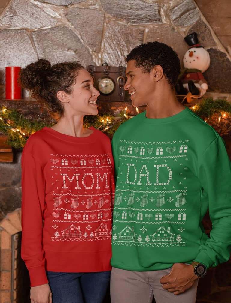 Tstars Matching Christmas Sweatshirts for Mom and Dad - Funny Ugly Xmas Sweater Style Holiday Outfits for Couples