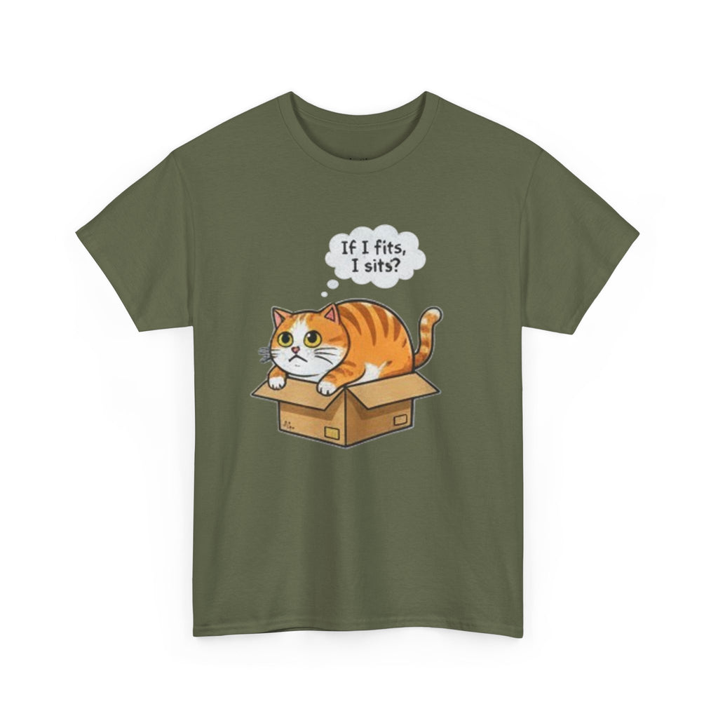 Cat T-Shirt – "If I fits, I sits" Cute Orange Cat in Box Tee