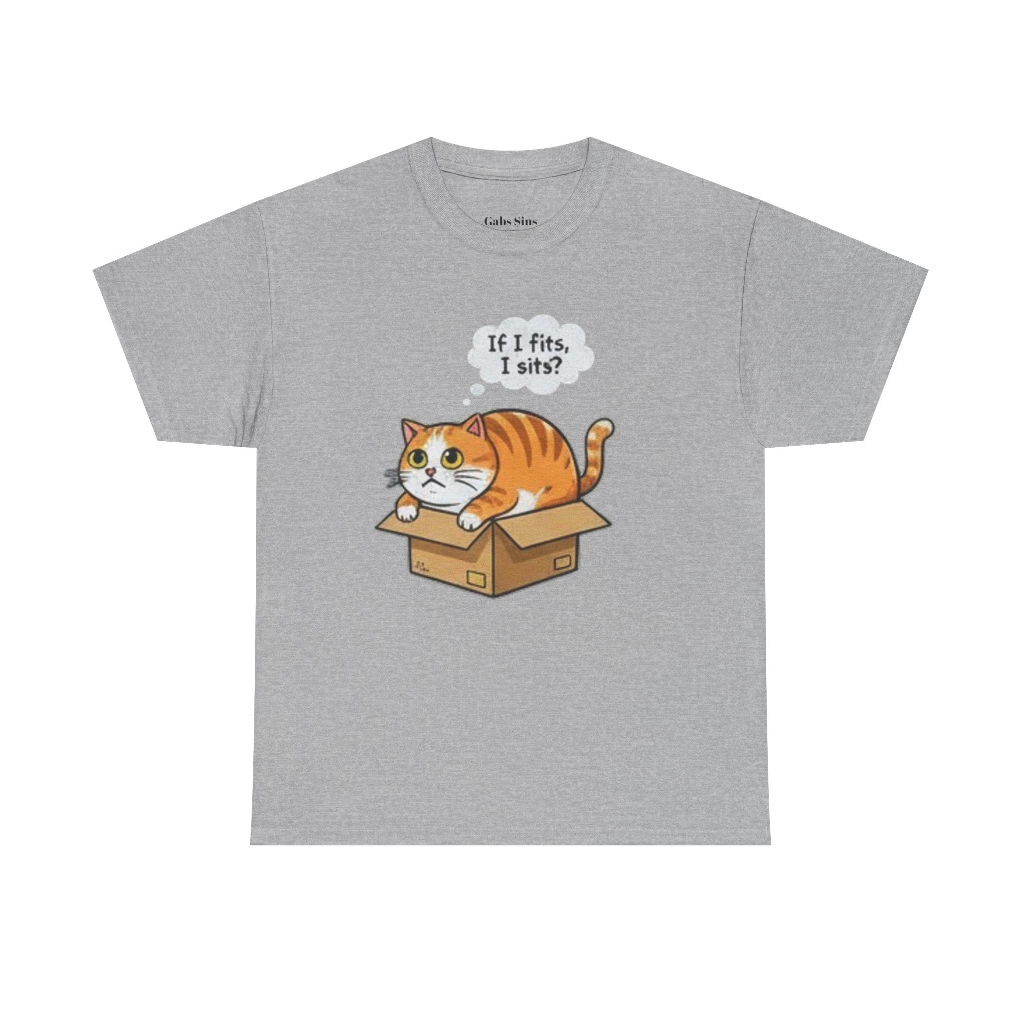 Cat T-Shirt – "If I fits, I sits" Cute Orange Cat in Box Tee
