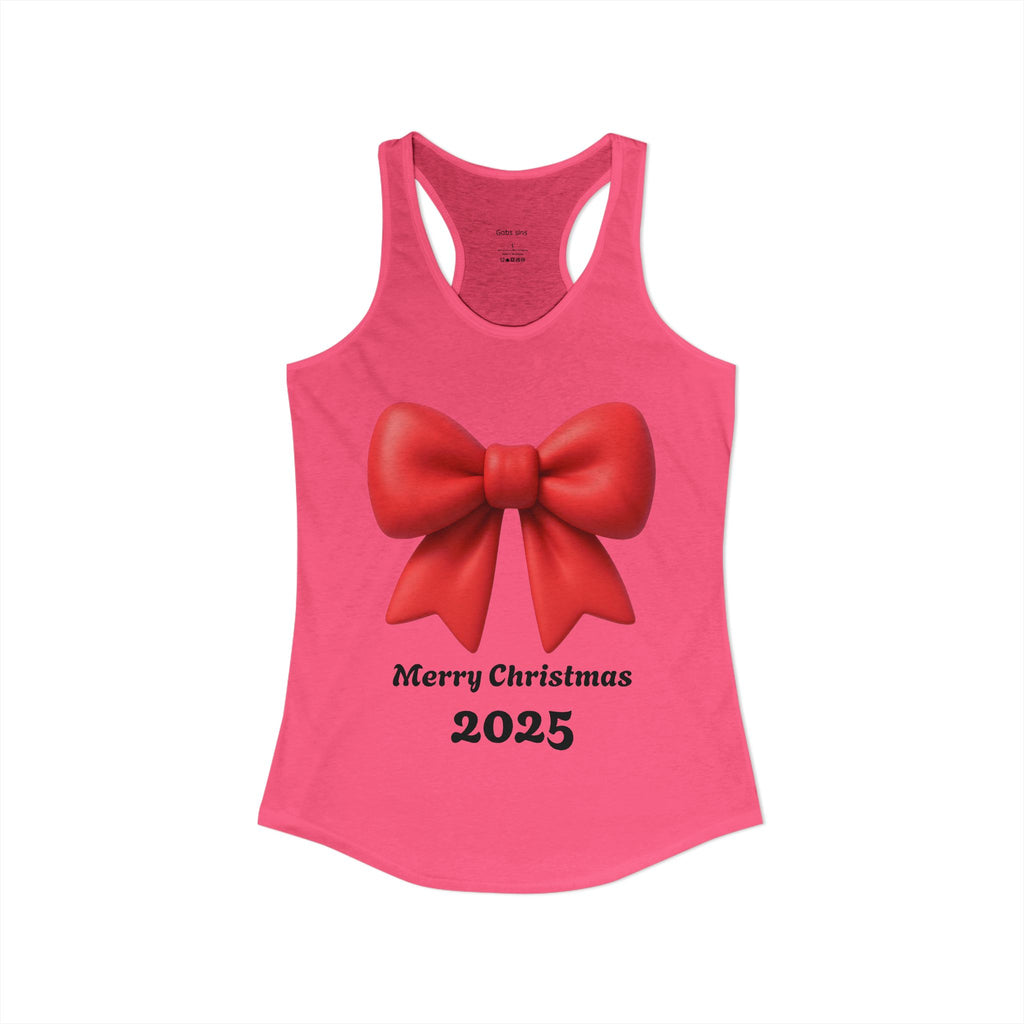 Women's Racerback Tank — Red Ribbon Christmas Design