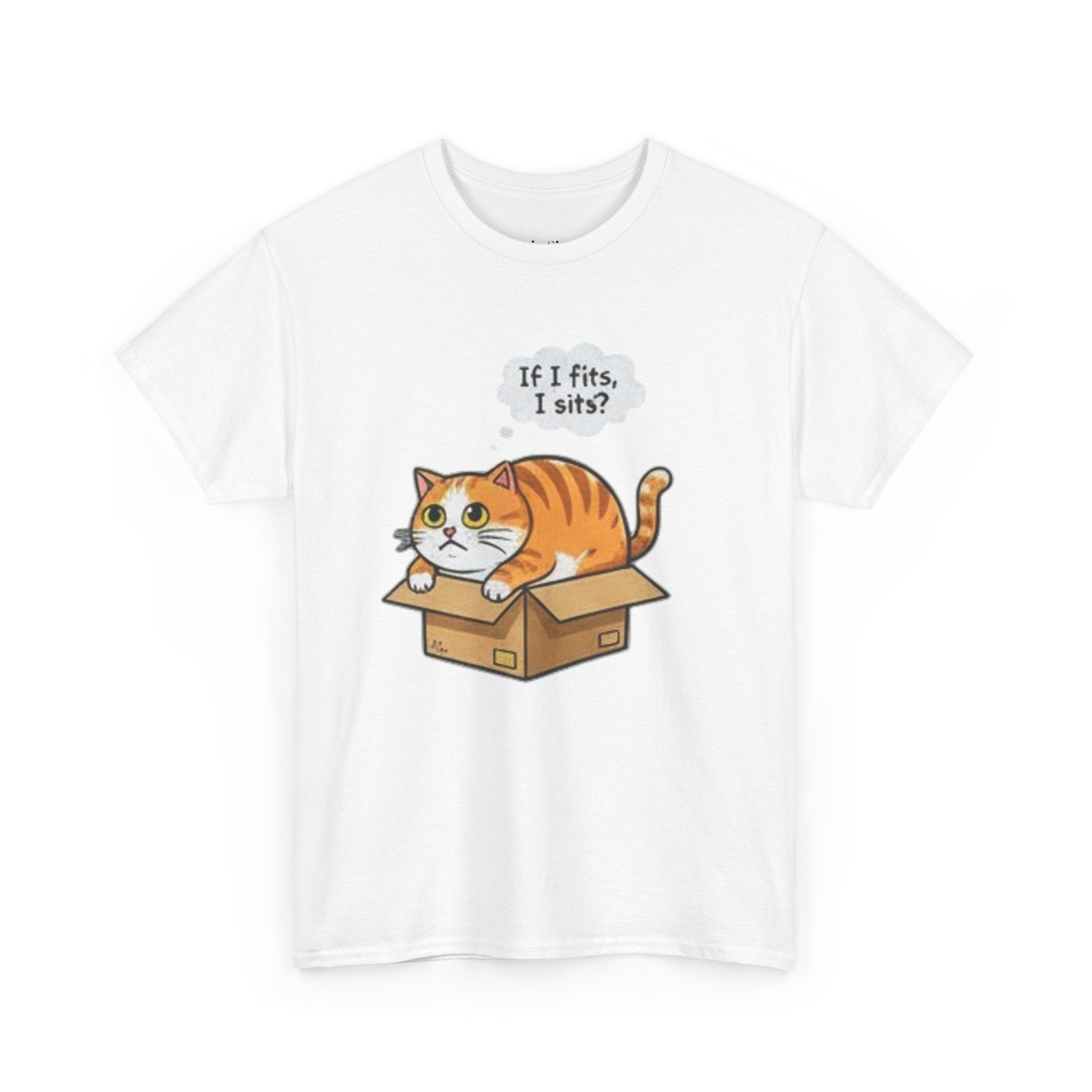 Cat T-Shirt – "If I fits, I sits" Cute Orange Cat in Box Tee