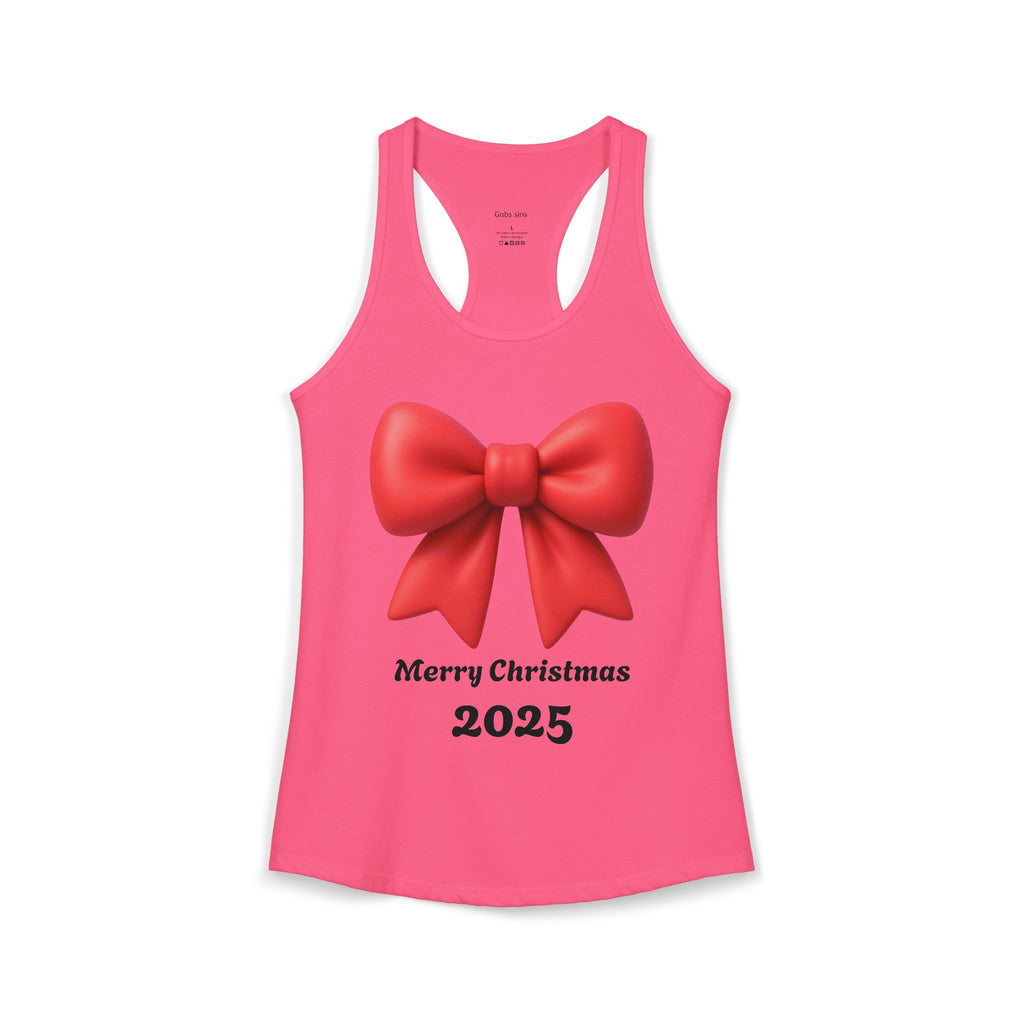 Women's Racerback Tank — Red Ribbon Christmas Design