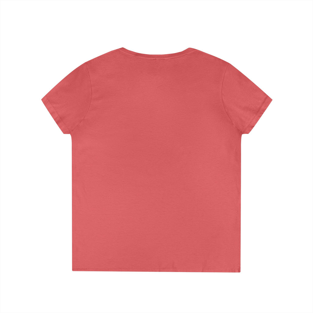Women's V-Neck T-Shirt with Red Ribbon Bow Graphic — Gift-Ready Holiday Tee