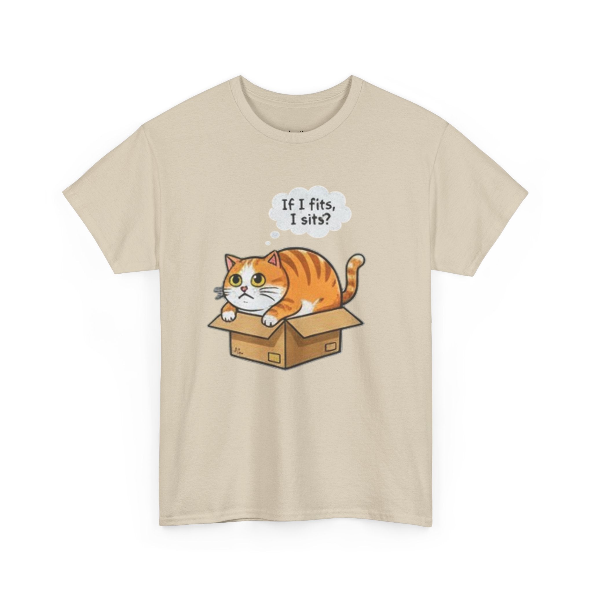 Cat T-Shirt – "If I fits, I sits" Cute Orange Cat in Box Tee