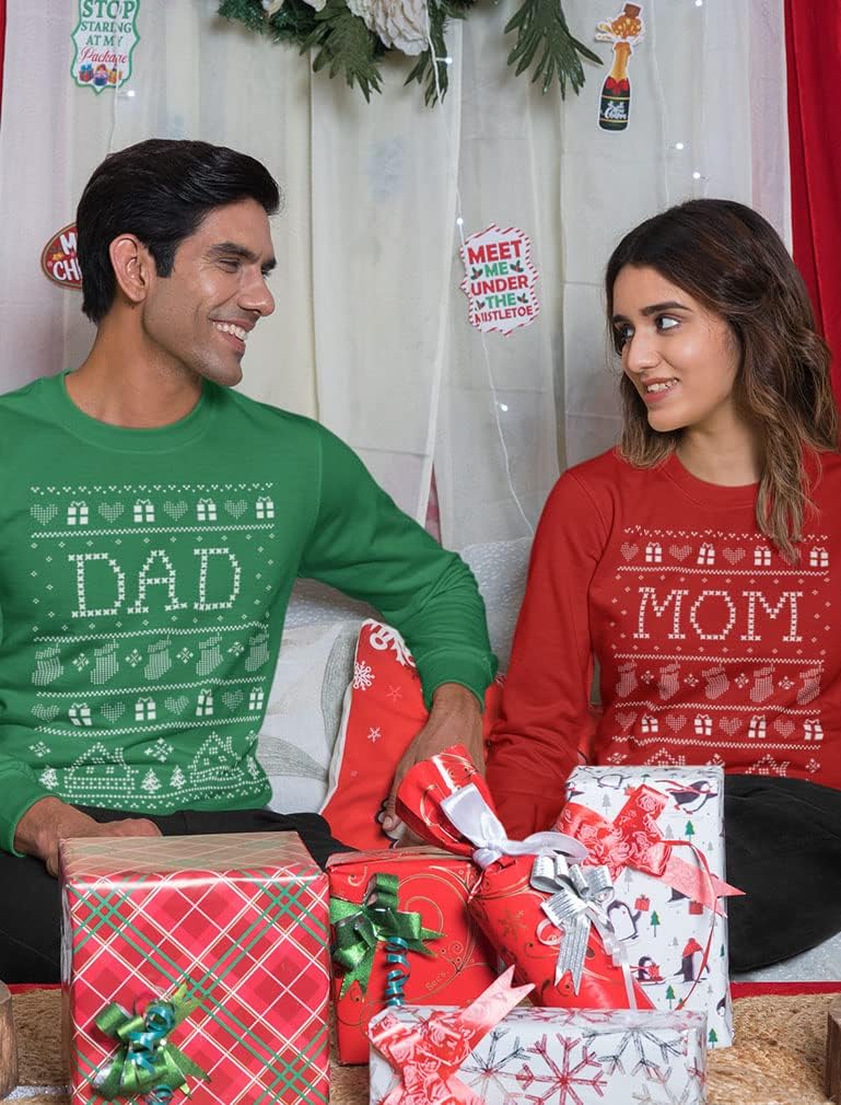 Tstars Matching Christmas Sweatshirts for Mom and Dad - Funny Ugly Xmas Sweater Style Holiday Outfits for Couples