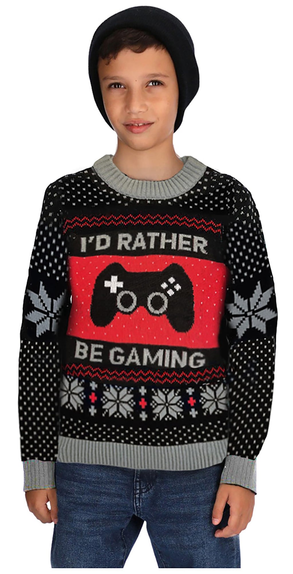 Tstars I Paused My Game to Be Here Kids Christmas Sweater - Funny Gamer Holiday Sweatshirt for Boys & Youth Gamers
