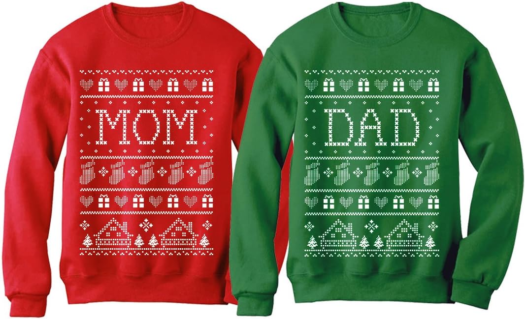 Tstars Matching Christmas Sweatshirts for Mom and Dad - Funny Ugly Xmas Sweater Style Holiday Outfits for Couples