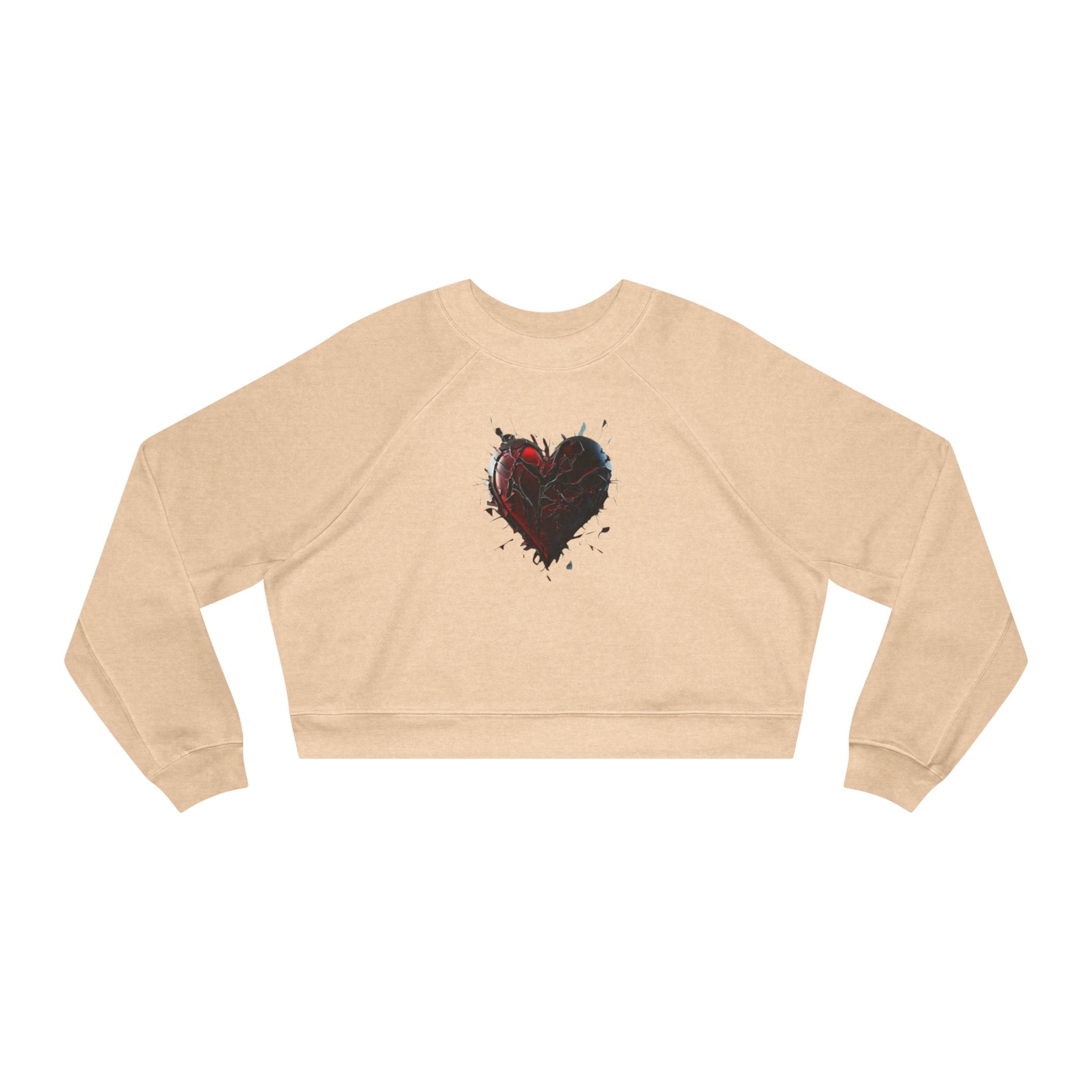 Cropped Pullover — Distressed Red Heart Graphic