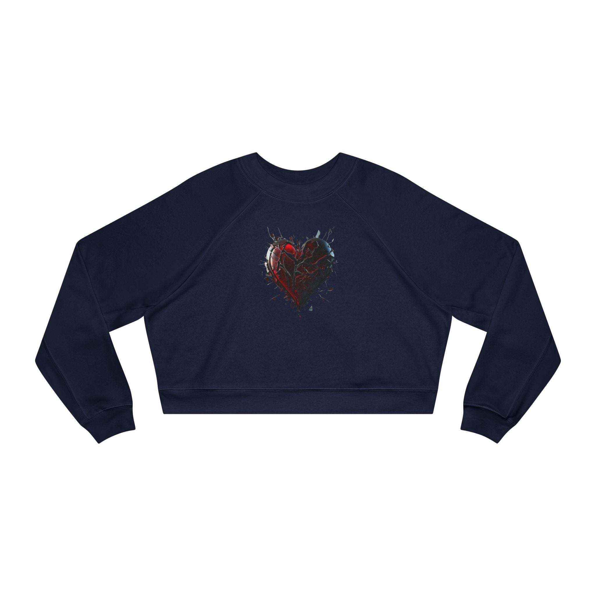 Cropped Pullover — Distressed Red Heart Graphic