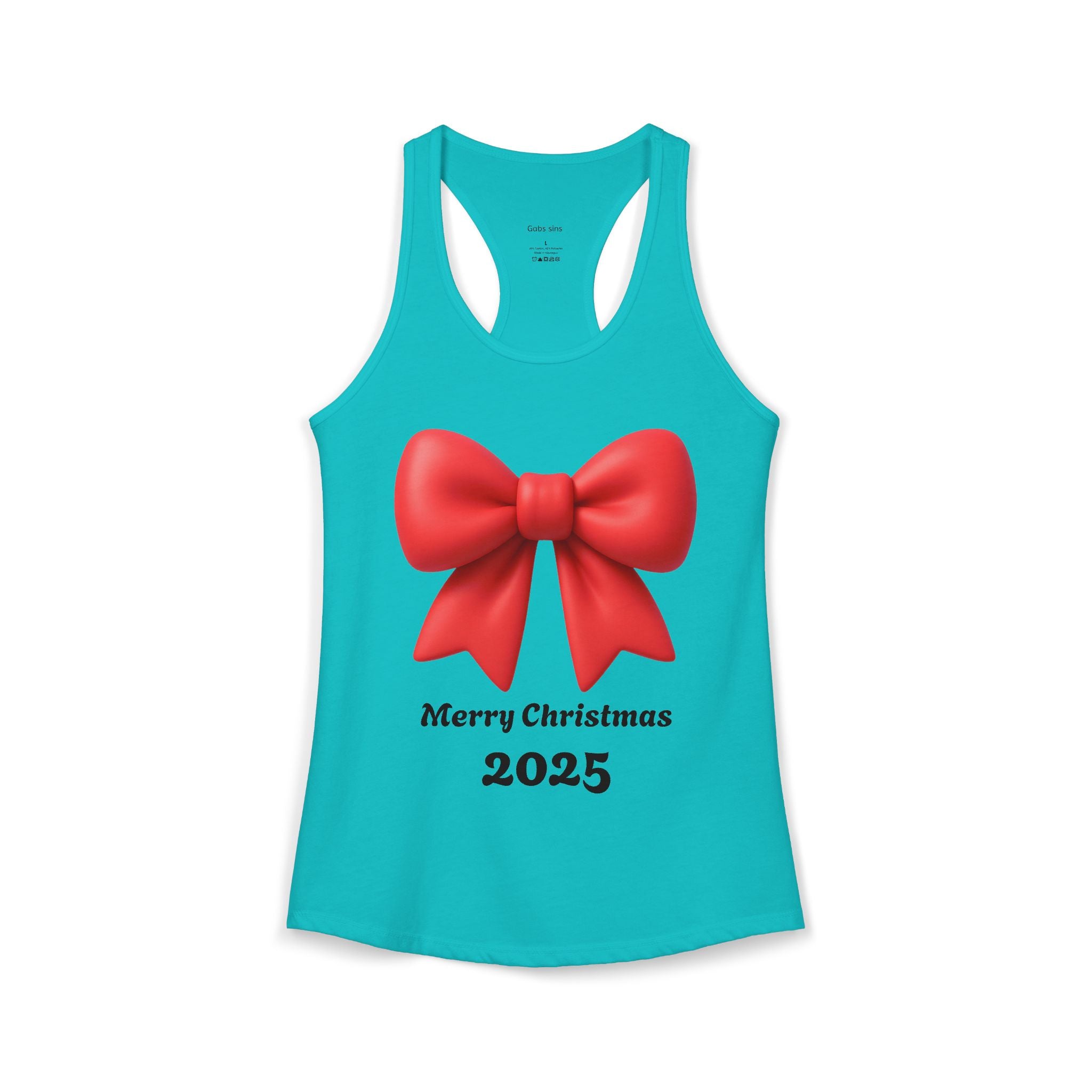 Women's Racerback Tank — Red Ribbon Christmas Design