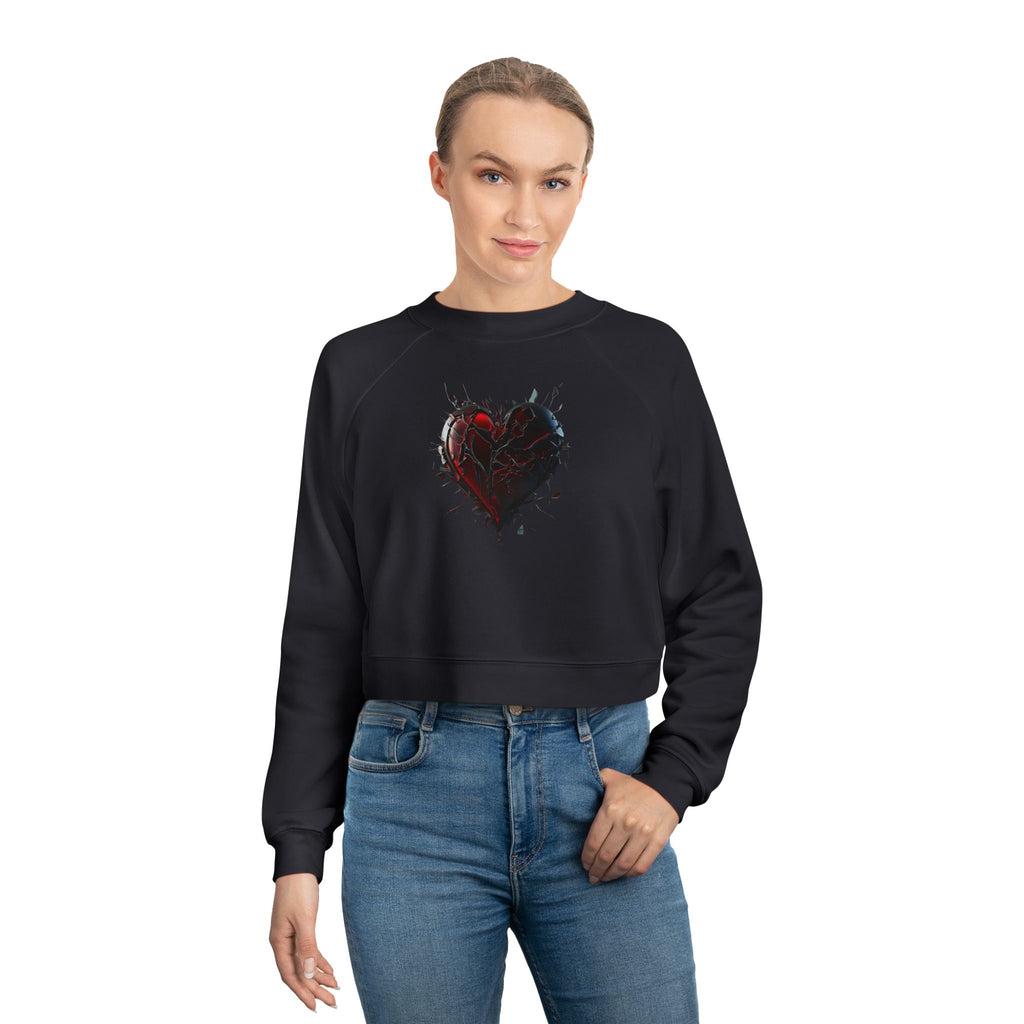 Cropped Pullover — Distressed Red Heart Graphic