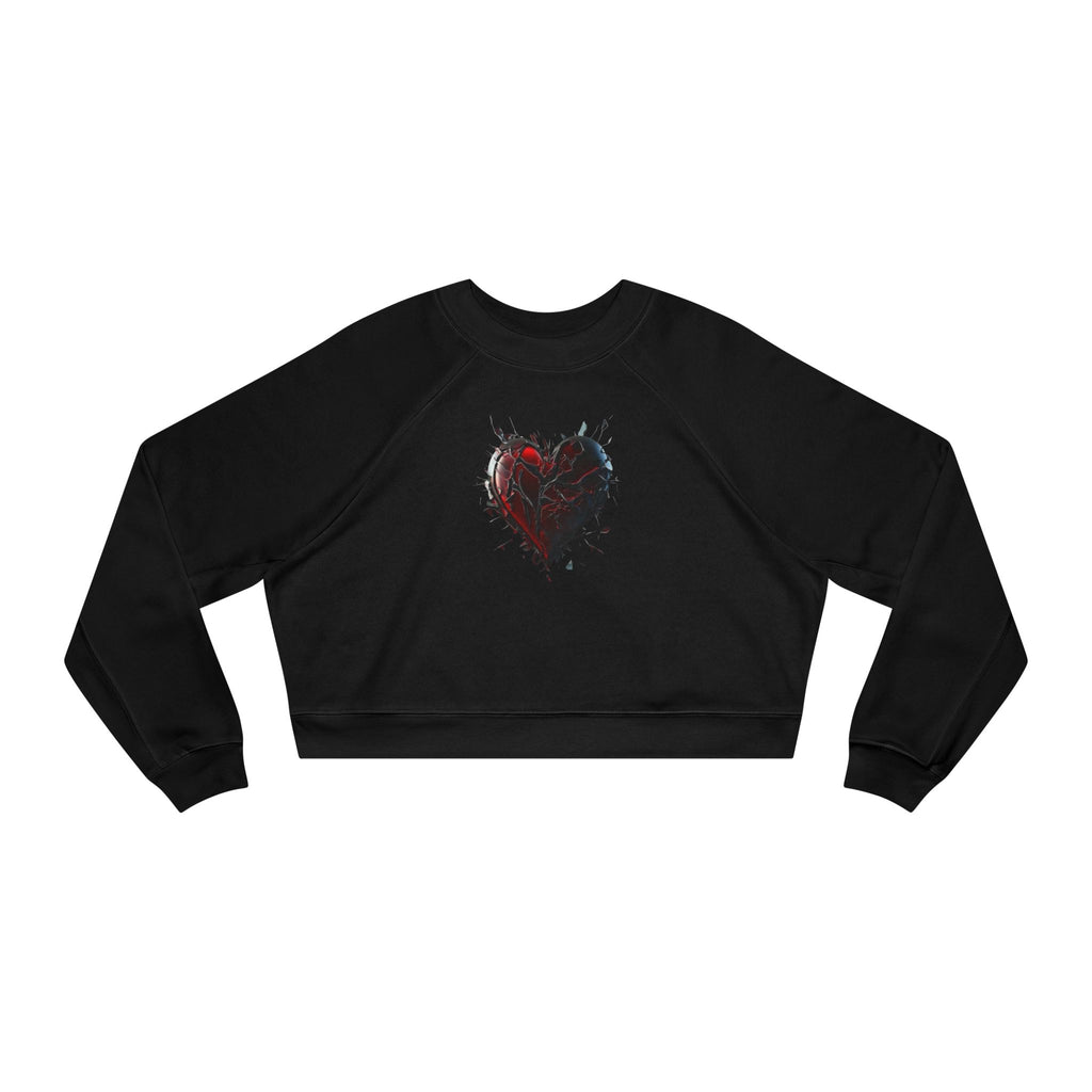 Cropped Pullover — Distressed Red Heart Graphic