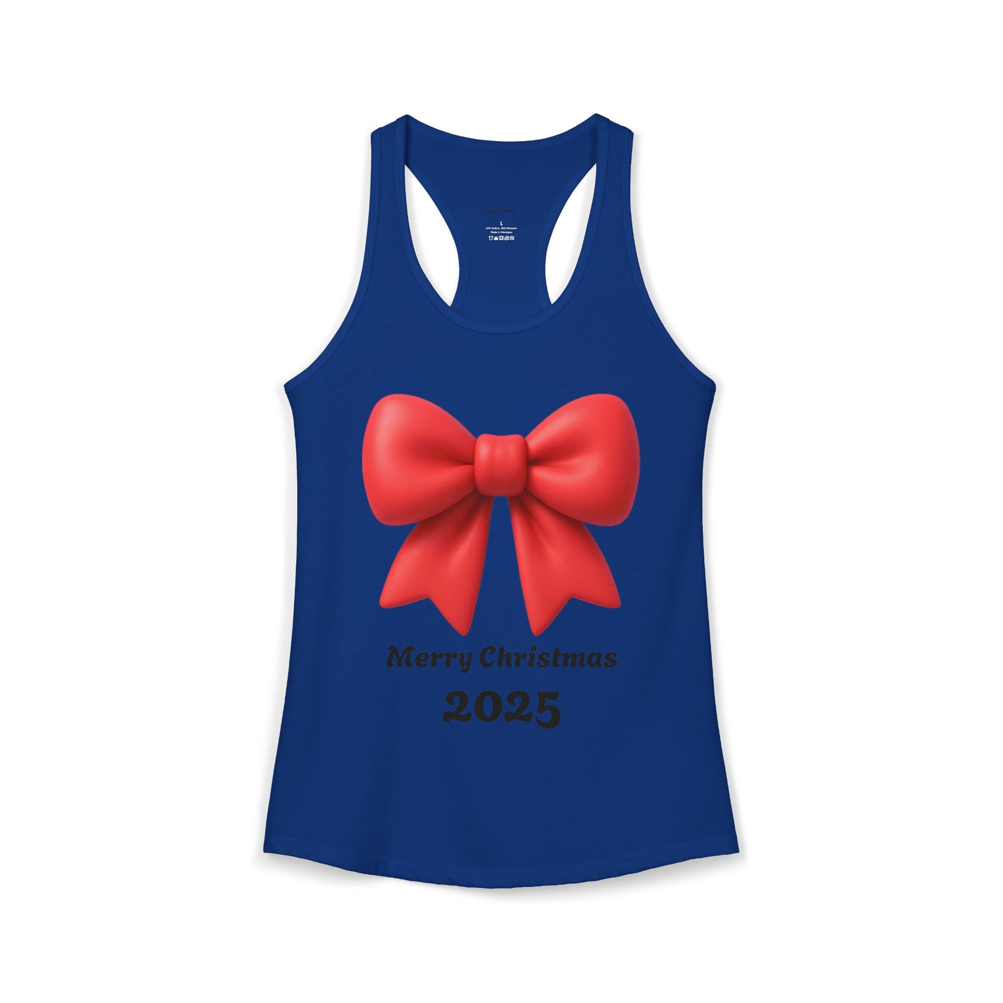 Women's Racerback Tank — Red Ribbon Christmas Design