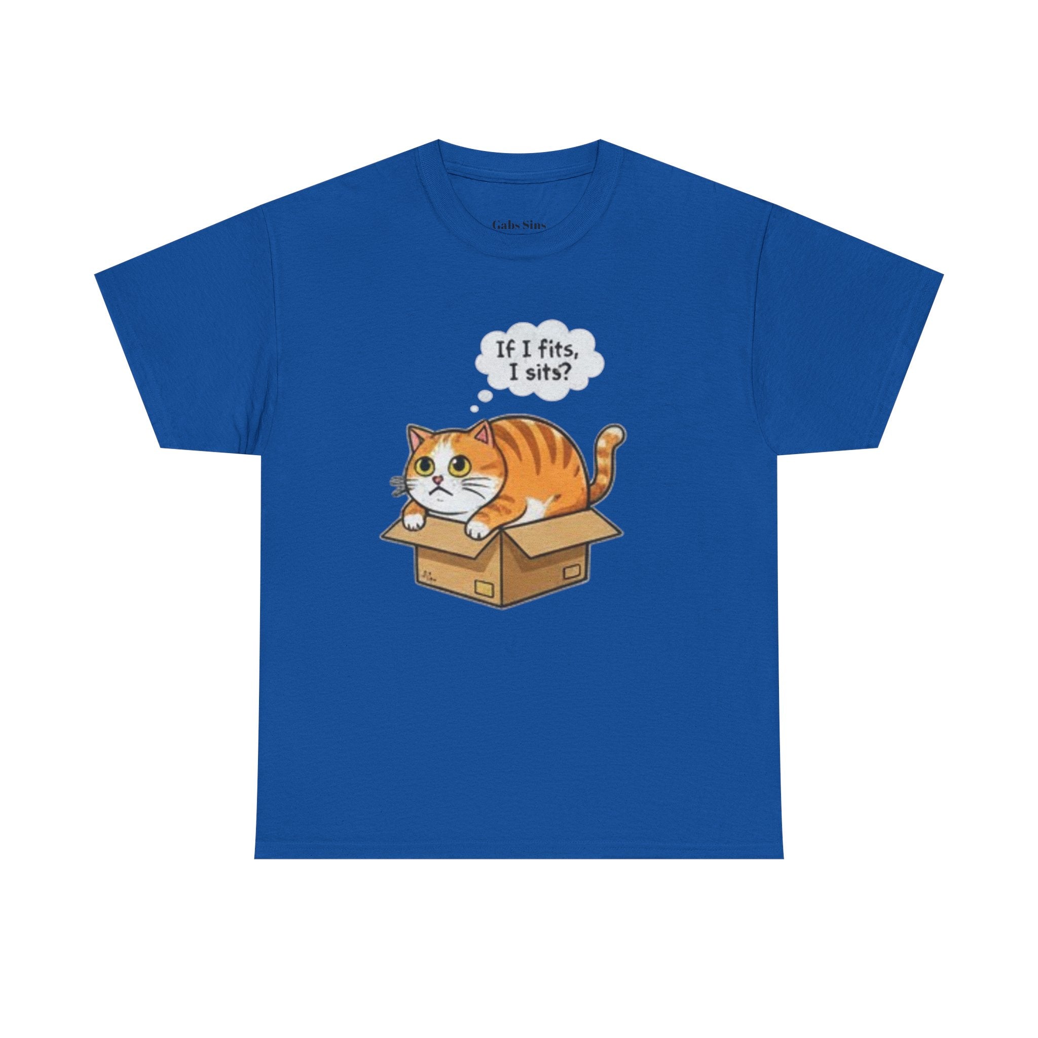 Cat T-Shirt – "If I fits, I sits" Cute Orange Cat in Box Tee