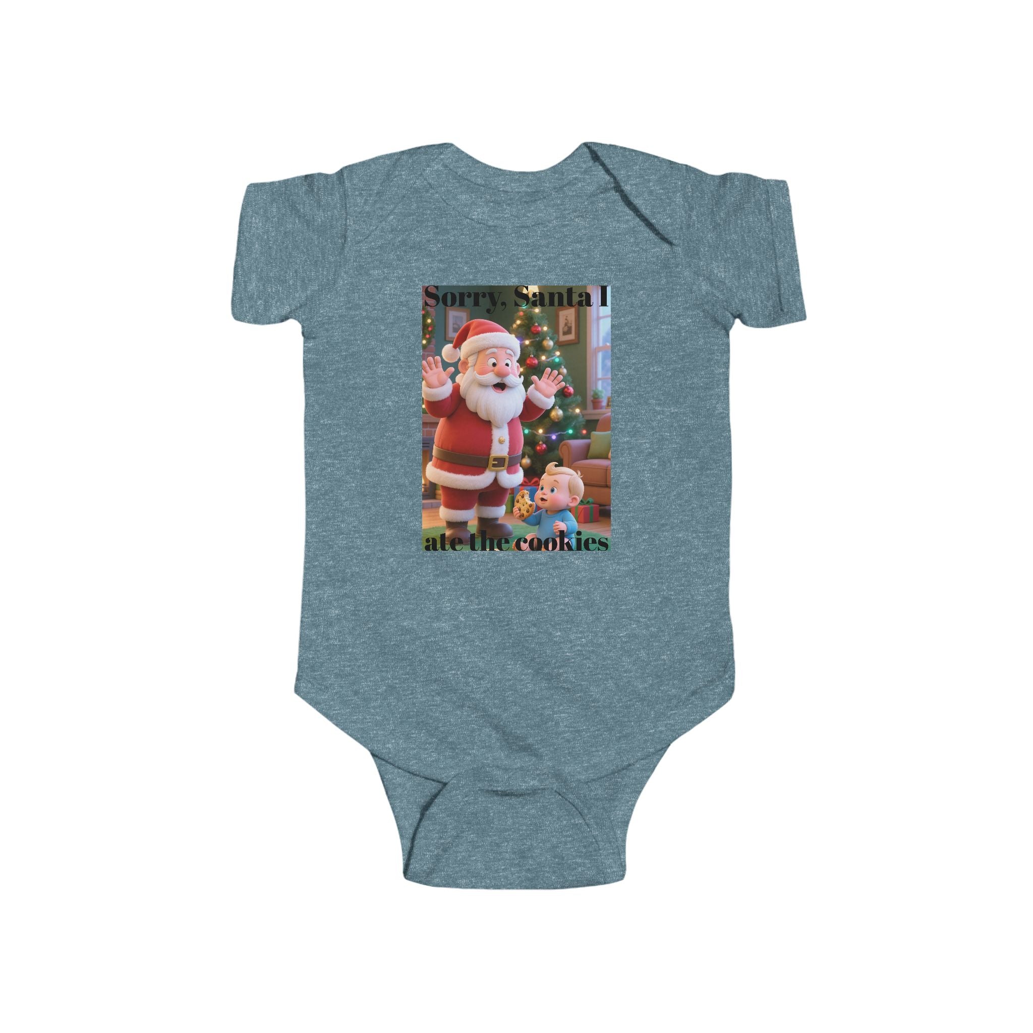 Infant Christmas Bodysuit - "Sorry Santa I Ate the Cookies" Cute Holiday Baby Onesie