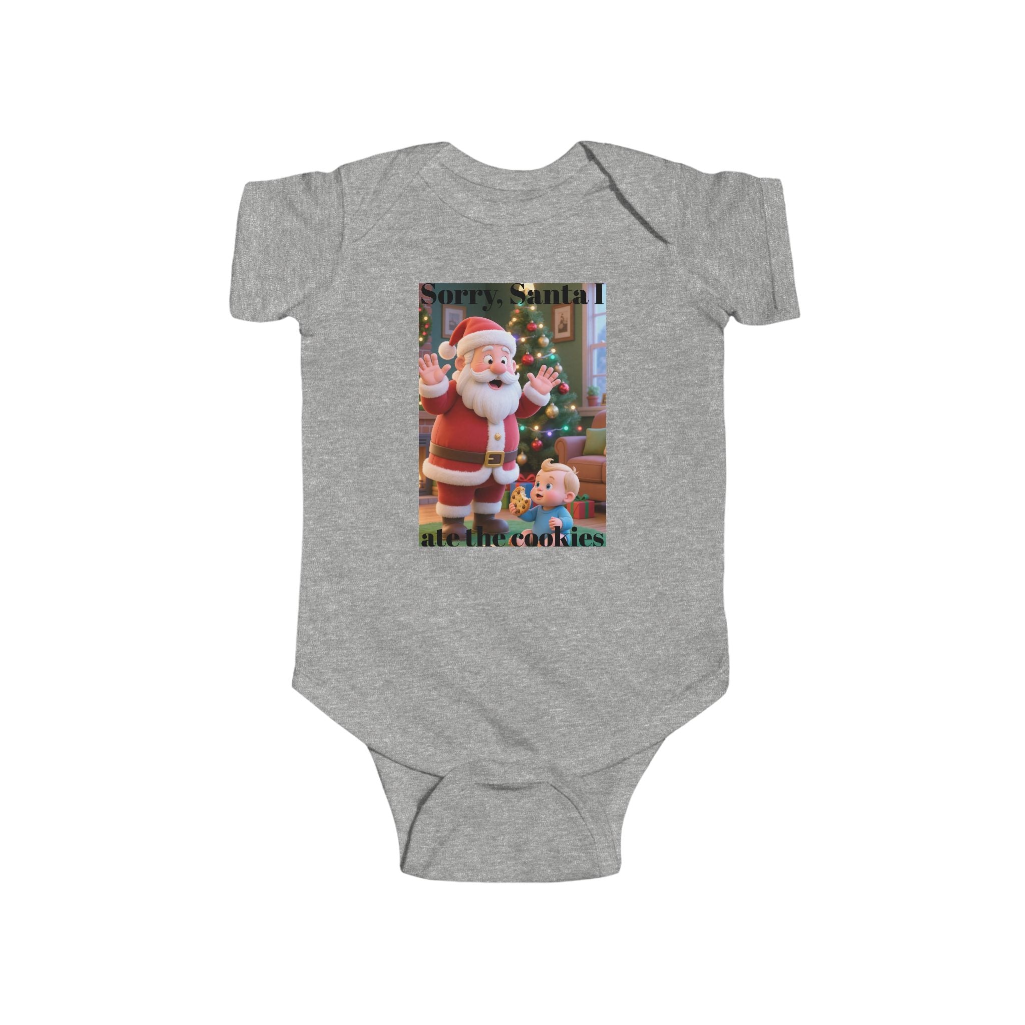 Infant Christmas Bodysuit - "Sorry Santa I Ate the Cookies" Cute Holiday Baby Onesie