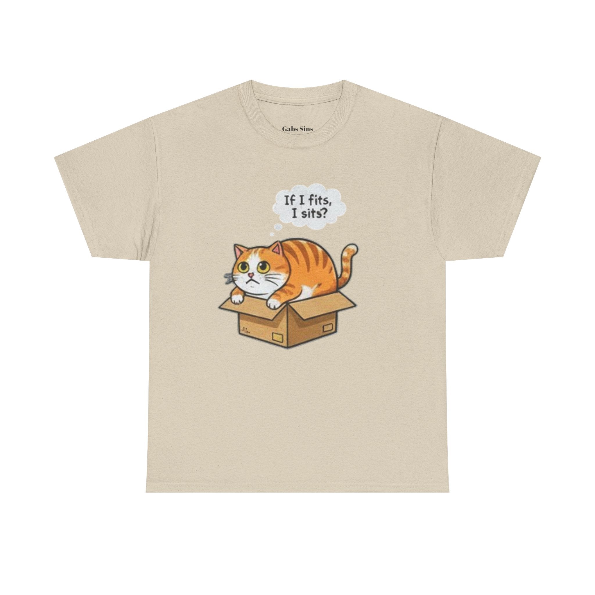 Cat T-Shirt – "If I fits, I sits" Cute Orange Cat in Box Tee